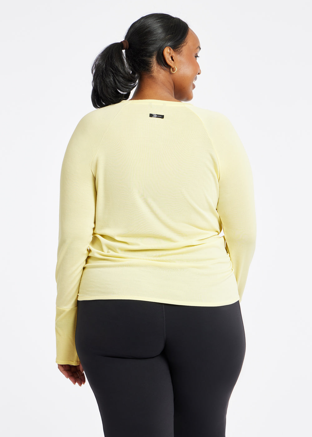 Flyout Wool Classic Long Sleeve in Rise light yellow, back view