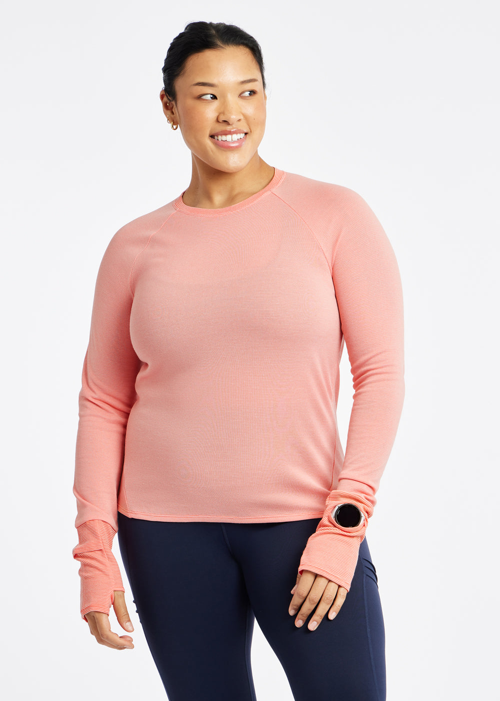 Flyout Wool Classic Long Sleeve in Alpenglow Pink, front view