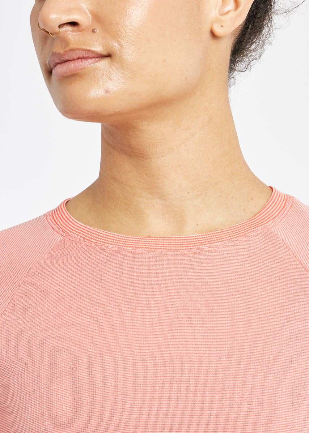 Flyout Wool Classic Short Sleeve in Apenglow Pink, fabric detail view