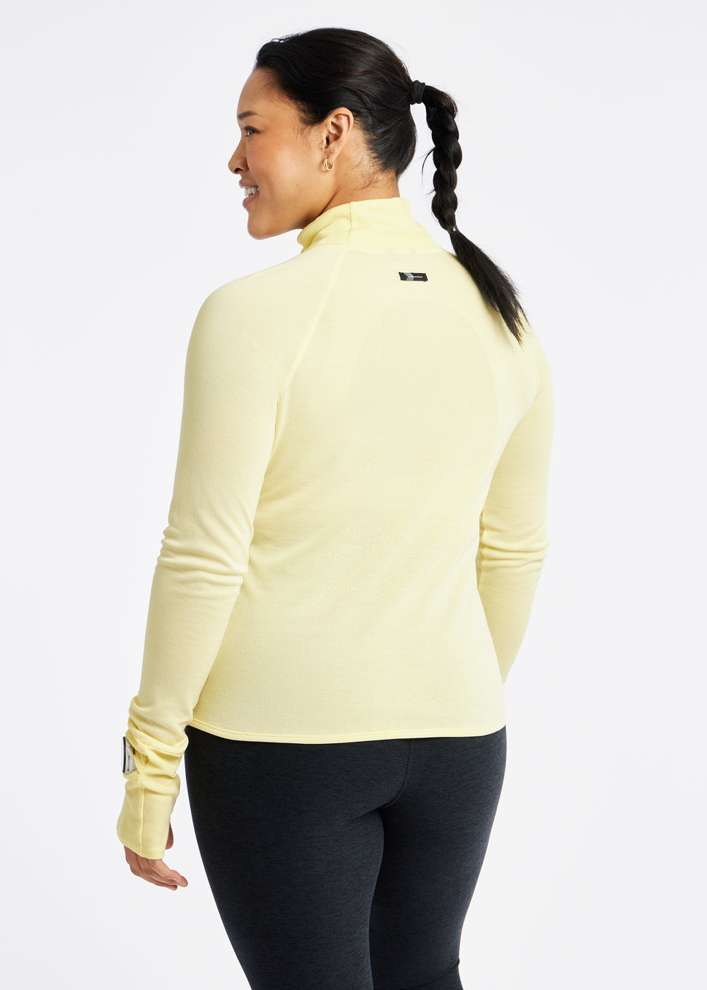Flyout Wool Half Zip in Rise Light Yellow, back