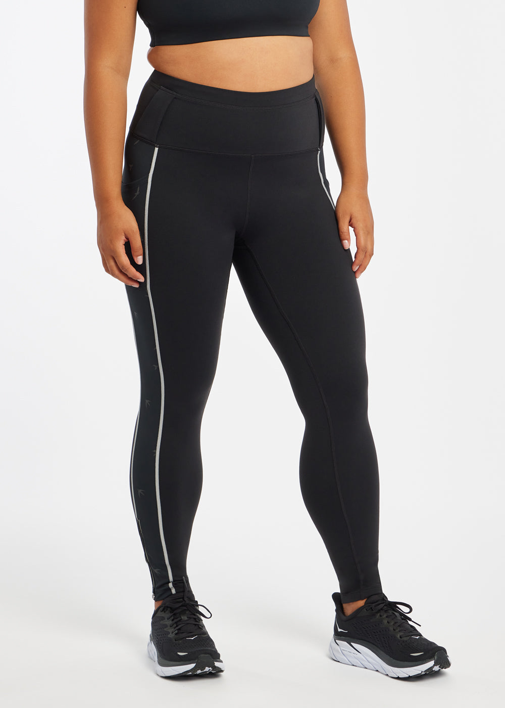 Glow Reflective Running Tights, Black, side view