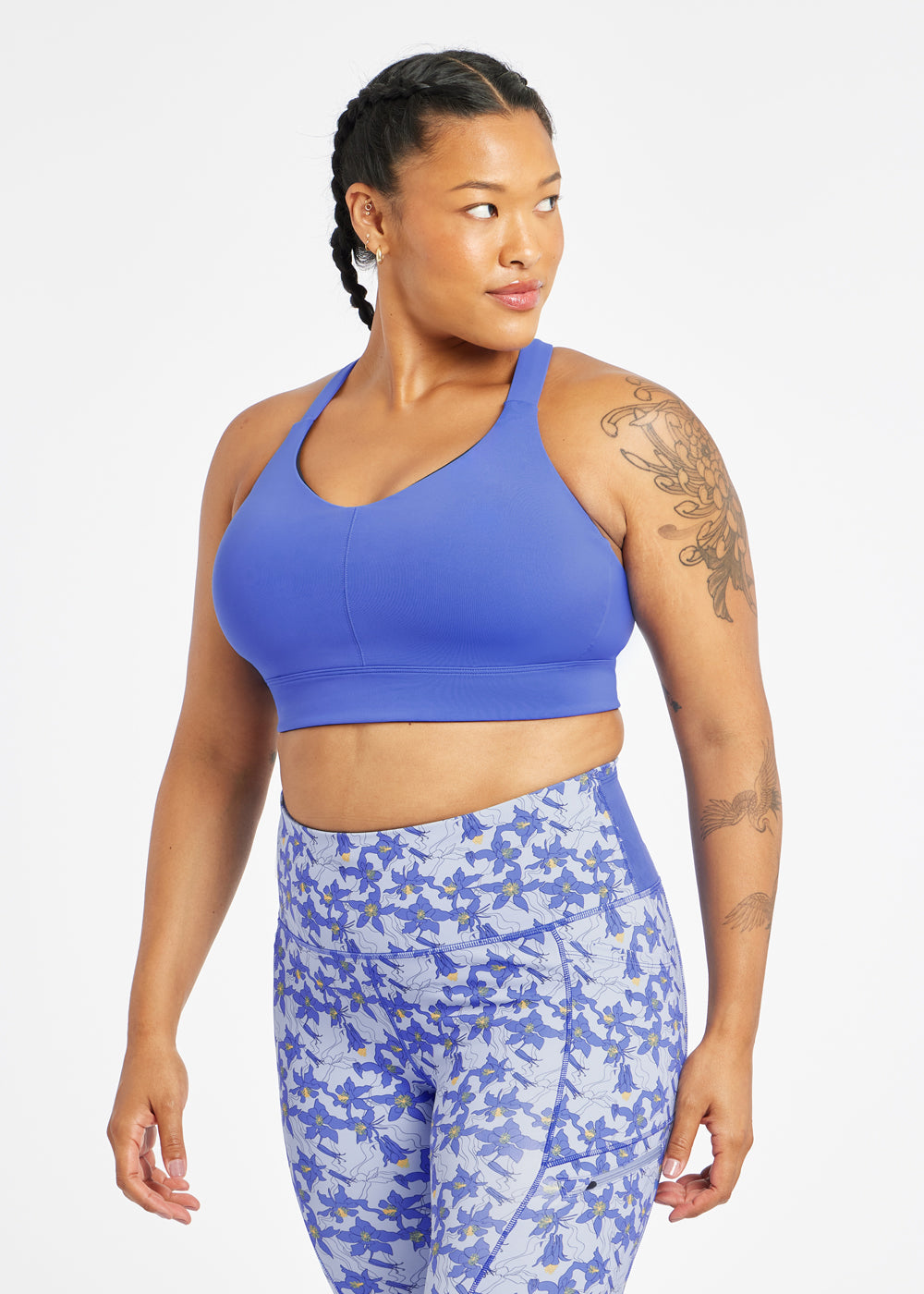 Queen High Impact Adjustable Sports Bra in Blue Rapids, front view