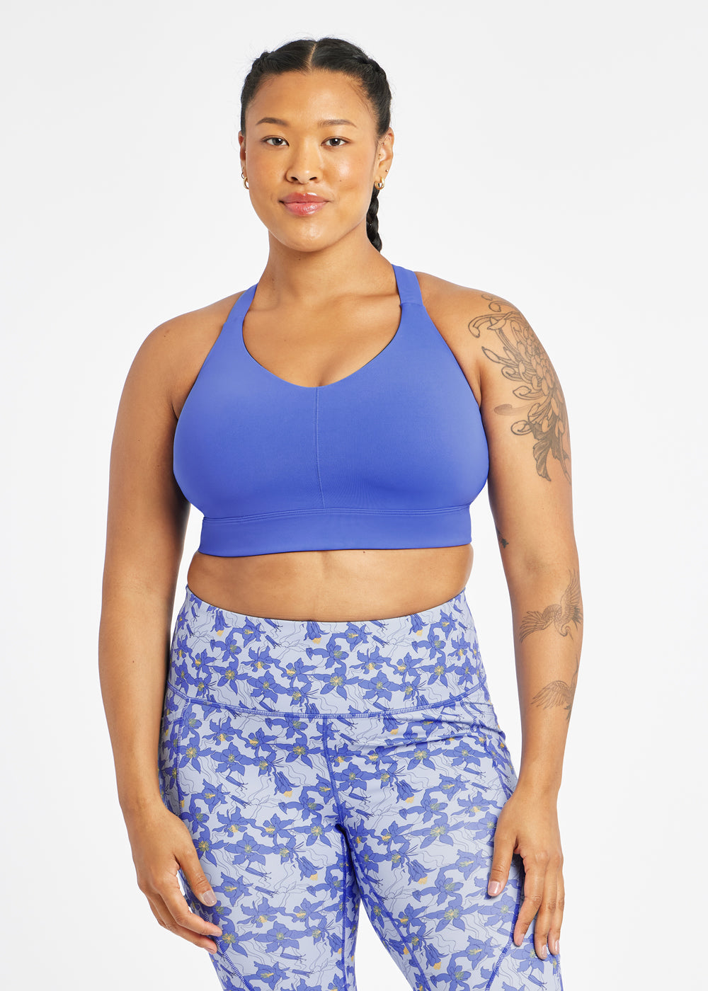 Queen High Impact Adjustable Sports Bra in Blue Rapids, front