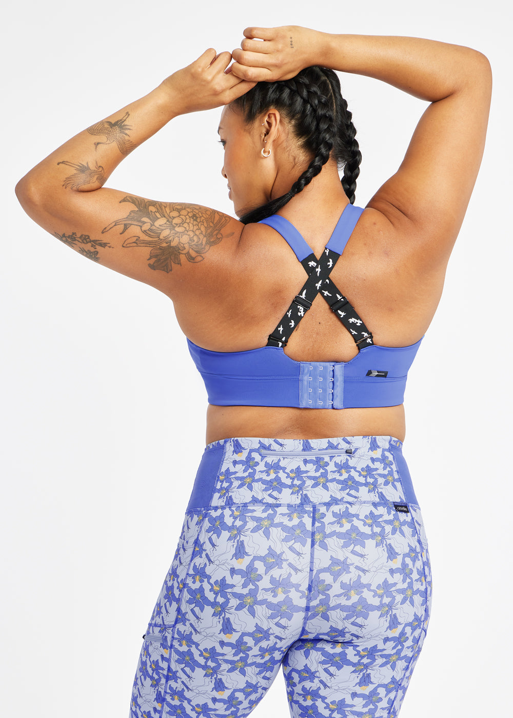 Queen High Impact Adjustable Sports Bra in Blue Rapids, back