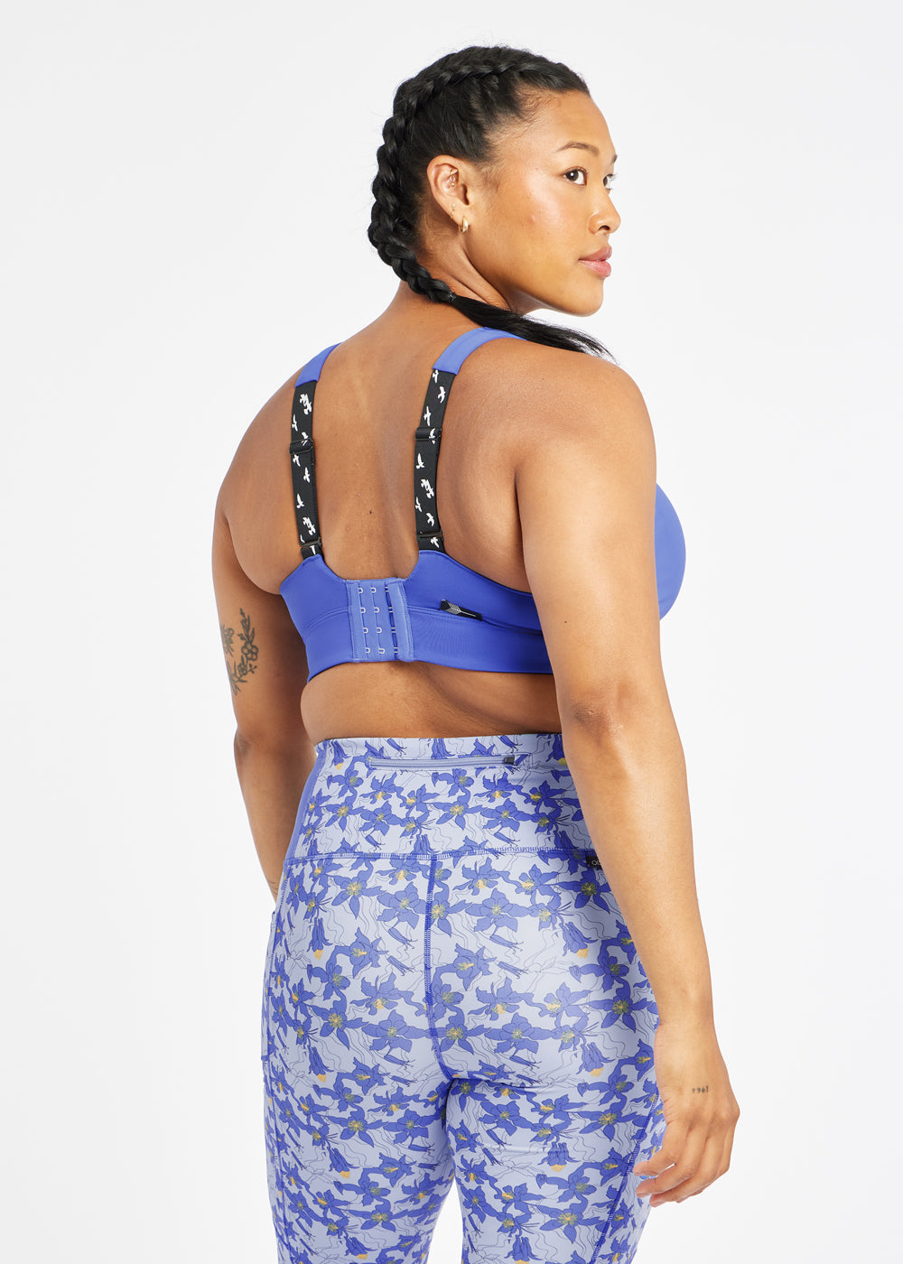 Queen High Impact Adjustable Sports Bra in Blue Rapids, back view