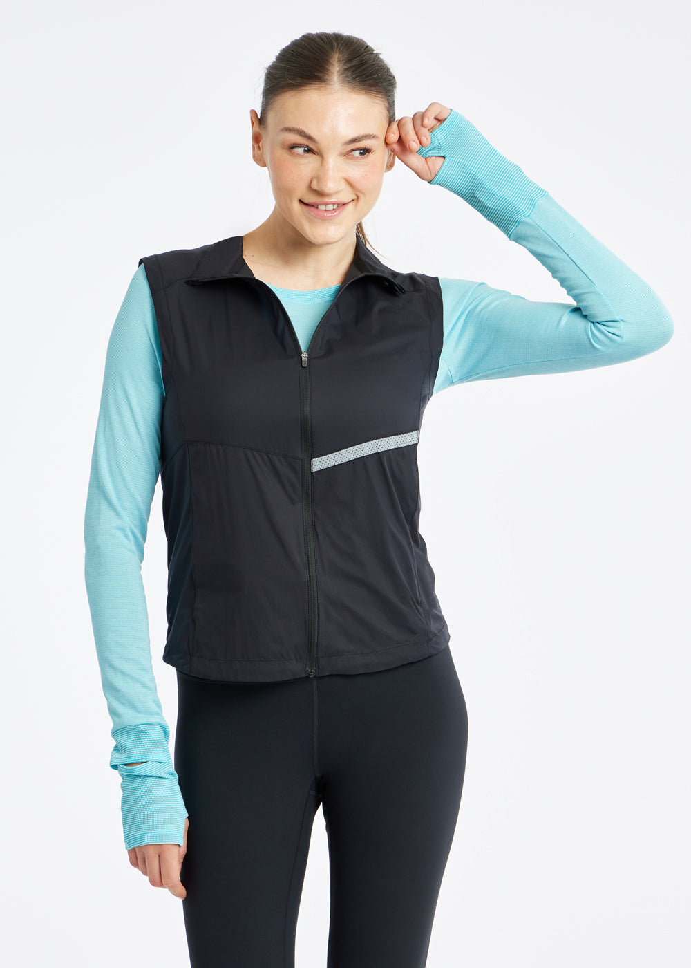 Vigor Packable Running Vest in Black, front view