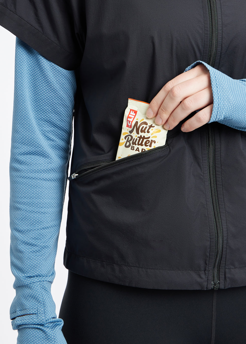 Run Poncho in Black, pocket view